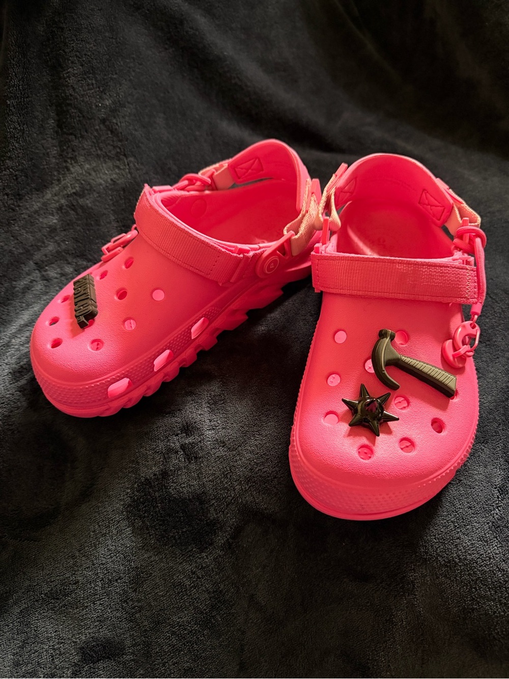 Post Malone Bright Pink Croc Clog Sandals with Posty Co Charms